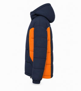 Custom Hooded Winter Puffer <b>Jacket</b> Durable Polyester Shell Thick Insulation Woven Logo Patch Quilted Interior Lining Outerwear - Product Image 2