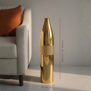 Modern <b>Vase</b> <b>Floor</b> <b>Vase</b> Gold Finish Handmade 2 Feet <b>Tall</b> Decorative Sculpture - Product Image 1