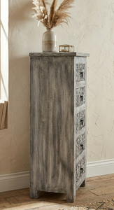 ตู้ลิ้นชักไม้เนื้อแข็งทำมือสไตล์วินเทจ 5 ชั้น ดีไซน์แบบโมดูลาร์ เป็นมิตรกับสิ่งแวดล้อม ทนทาน ประหยัดพื้นที่ ประกอบง่าย - Product Image 3