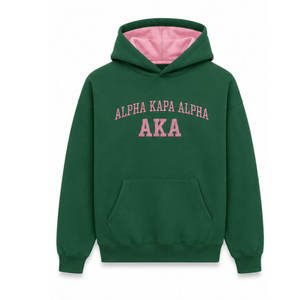 Alpha Kapa Alpha Greek Life Fashion for Winter 100% Cotton Hoodie <b>Pink</b> Green Sorority <b>Sweatshirt</b> - Product Image 2