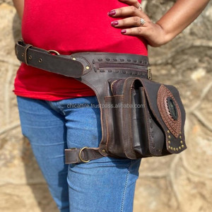 Nouveau fait à la main hommes en cuir véritable taille sac moto hanche poche voyage ceintures taille poche Bum sacs ceintures en cuir - Product Image 2