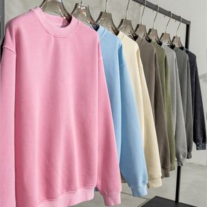 เสื้อสเวตเชิ้ตคอกลมโอเวอร์ไซส์แบบยูนิเซ็กซ์ สีพื้น ผ้าถักเนื้อฝ้าย สวมใส่สบาย สไตล์ลำลอง เหมาะสำหรับฤดูใบไม้ร่วง แขนเสื้อแบบปกติ - Product Image 2