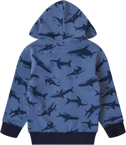 Sudadera con capucha y cremallera con estampado de tiburón para niños, chaqueta de punto azul informal unisex, ropa de otoño, sudaderas con capucha para niños - Product Image 2