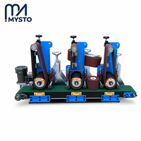 Machine de polissage personnalisable en acier inoxydable à une ou trois stations avec bande abrasive et roue de contact, pièces de 100 mm