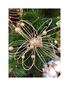 Adorno Navideño de Metal Brillante con Forma de Estrella y Flor, Decoración Colgante para Árbol de Navidad, Plateado, Dorado, Blanco - Product Image 5