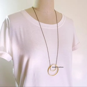 Collar de Latón con Doble Anillo Personalizado, Novedad 2025, para Mujer, de Alta Calidad, Pulido, Estilo Moderno, Cadena de Eslabones, Joyería con Dije a la Moda - Product Image 1