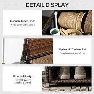 "PE Rattan Wicker Outdoor Deck Box with <b>Liner</b> for <b>Shoe</b> Storage and Towel Rack" - Product Image 6