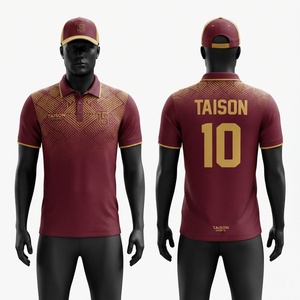 <b>Men</b> Polo Jersey Premium 180 GSM Moisture Wicking Polyester Pique <b>Burgundy</b> Gold Panel Design Custom Logo Printed Team <b>Shirt</b> - Product Image 1