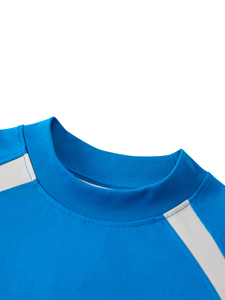 เสื้อยืดโอเวอร์ไซส์สีน้ำเงินสำหรับผู้ชาย แห้งเร็ว ระบายอากาศได้ดี ผ้าถัก ทรงสปอร์ต คอกลม แขนสั้น สไตล์สตรีทแวร์ - Product Image 4