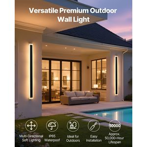 Applique da Esterno Moderne a Striscia Lunga 59,1 Pollici, Confezione da 2, 2700K-6000K, Impermeabili IP65, Lampade da Parete per Esterni - Product Image 2