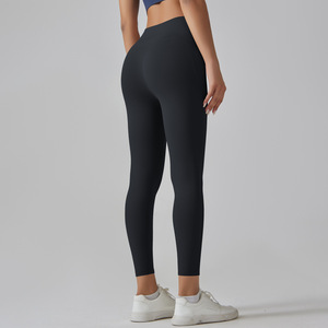High Quality Women's Nylon High Waist <b>Leggings</b> Soft Breathable Workout Sports Pants <b>Pockets</b> Custom Logo Solid Yoga Pants - Product Image 3