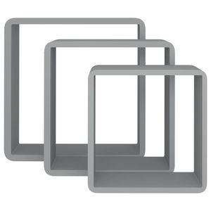 Juego de 3 Estantes de Pared Cúbicos de MDF Gris Pequeños, Diseño Atractivo para Exhibición en el Hogar o la Oficina - Product Image 5
