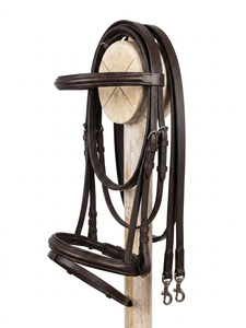 Bridon d'équitation anglais en cuir noir de qualité supérieure avec frontal et muserolle rembourrés pour l'équitation - Product Image 2