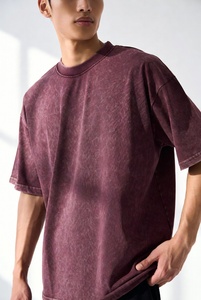 T-shirt graphique vintage délavé à l'acide pour homme, logo personnalisé, coupe oversize en coton, longueur courte - Product Image 5