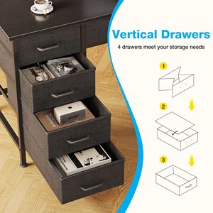 48" Wooden Corner Computer <b>Desk</b> <b>with</b> 6 <b>Drawers</b> for Home Office Modern <b>Small</b> Space <b>Desk</b> in Black - Product Image 4