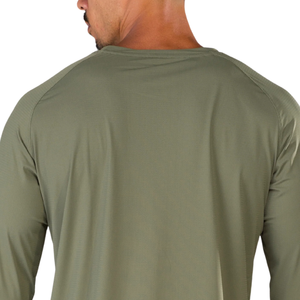 Camiseta de Manga Larga para Hombre, Color Oliva, Cuello Alto, Logotipo Serigrafiado, Suave, Transpirable, de Secado Rápido, Ligera, Corte Regular, Informal, para Uso Diario - Product Image 4