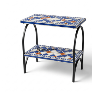 Handcrafted Bone Inlay Side <b>Table</b> <b>with</b> Metal Frame – Modern Mosaic <b>Stool</b> <b>Table</b> for Living Room & Bedroom ottomans - Product Image 6