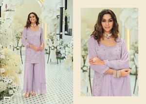 Georgette auténtico de primera calidad con adornos de cuentas al estilo pakistaní y bordados, conjunto con pantalón palazzo y dupatta. - Product Image 2