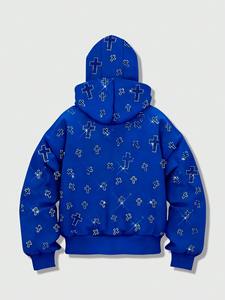Sweat à capuche homme en coton épais, orné de strass, style streetwear oversize, décontracté, idéal pour la gym, qualité premium - Product Image 5