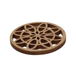 Trivet de madera hecho a mano con diseño de hoja de arce, redondo, resistente al calor, para mesa de comedor y decoración de cocina. - Product Image 5