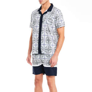 Conjunto de Camiseta y Pantalones Cortos Transpirables para Hombre, Ropa Casual de Verano, Poliéster/Algodón, Logotipo Personalizado, Servicio OEM, Venta al Por Mayor - Product Image 1