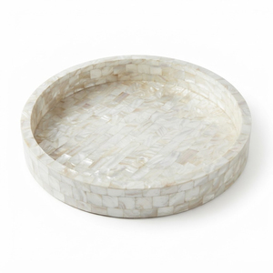 Nouveau Plateau de service rectangulaire élégant en nacre et coquillage décoratif, pour table basse ottoman et coiffeuse - Product Image 5