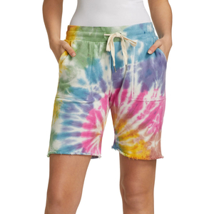 Shorts streetwear tie-dye pour femmes, design personnalisé OEM, respirants, écologiques, séchage rapide, coton/polyester, taille élastique - Product Image 6