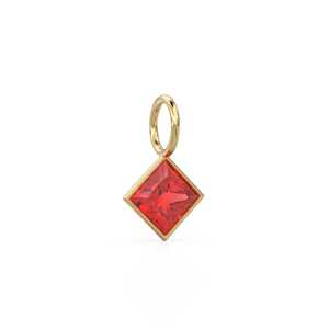 Colgante de Oro Sólido Amarillo de 14k con Gema de Rubí de 5mm, Engaste para Joyería / Piedra de Nacimiento de Julio / Gema Roja de Corte Princesa - Product Image 3