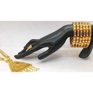 Brazaletes de acero inoxidable chapados en oro para mujer, cuentas de perlas de cristal de oro de 18 quilates, anillos con incrustaciones de diamantes, regalo de boda, ocasiones para mujer - Product Image 5