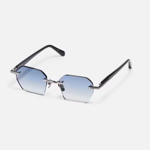 Customized Metal <b>Retro</b> High-quality Rimless Frame New Fashionable Luxury <b>Sunglasses</b> UV400 AR Blue Lenses Unisex 3509 - Product Image 5