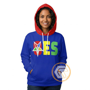 Sudadera con Capucha Personalizada de Algodón y Forro Polar Bordada con el Logotipo de la Estrella del Este, Ecológica, de Alta Calidad, Masónica Griega - Product Image 3