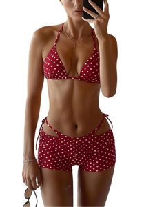 Women's <b>Bikini</b> with Shorts Stylish Halter Athletic Swimwear Custom Made Beach Bathing Suit OEM ODM Wholesale Custom Apparel - Product Image 1