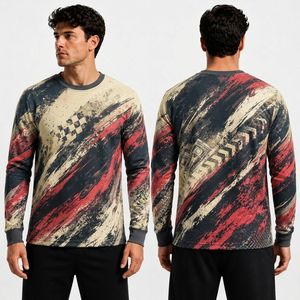 Camiseta de Manga Larga con Estampado Diagonal Negro, Sublimada, de Forro Polar, para Hombre, de Poliéster, de Alta Calidad, Térmica, Cómoda, para Invierno - Product Image 5