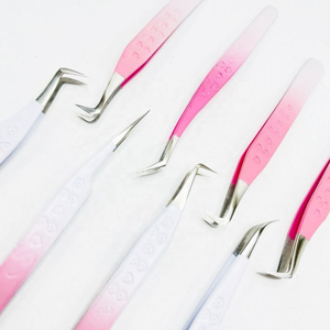 Pince à cils à pointe fine en acier inoxydable rose pour extensions de cils, outil professionnel d'extension de cils - Product Image 4