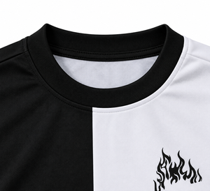 Men's Long Sleeve Color Blocked <b>Flame</b> Print Casual <b>Shirt</b> Oversized Printed T-<b>Shirt</b> Custom Logo - Product Image 4