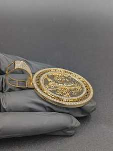 Colgante de Plata de Ley 925 con Moissanita VVS, Moneda Centenario Mexicana de 50 Pesos, Diseño Circular Personalizado en Dos Tonos, Certificado GCI IDGL - Product Image 6