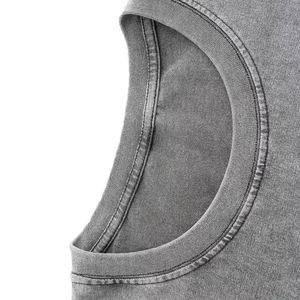 Ensemble T-shirt et short 2 pièces pour homme, respirant, avec logo personnalisé, effet délavé, en polyester/coton épais, idéal pour l'été - Product Image 3