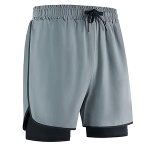 2 In 1 Double <b>Layer</b> Men's Running Short For Summer Workout Gym Sportswear Private Label Athletic Fitness Short Compression Short - Product Image 2