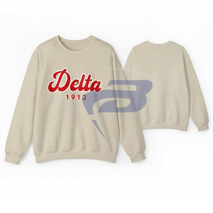 Delta |   Sigma |   Sweat-shirt à col rond vintage pour femmes Theta DST Sorority, hiver/automne, avec logo brodé sur le devant - Product Image 2