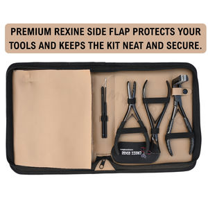 <b>Black</b> Hair Extension Tools Kit Hair Extension Plier Kit with 7In Tape-In Plier Beads Removal Plier 2-Hole Crimping Plier & tools - Product Image 5