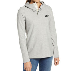 Hoodie pour femme à manches longues et couleur unie, avec coutures de haute qualité, design personnalisable (service OEM) pour les acheteurs en gros, poignets côtelés et capuche. - Product Image 1