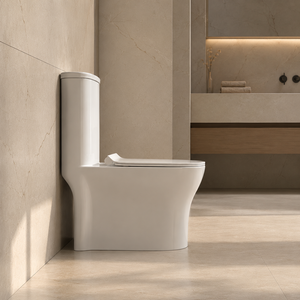 WC monobloc allongé NOVA, à poser au sol, à siphon en S, double chasse, en céramique, design contemporain, 1,0-1,28 GPF, facile à nettoyer, pour salle de bain - Product Image 6