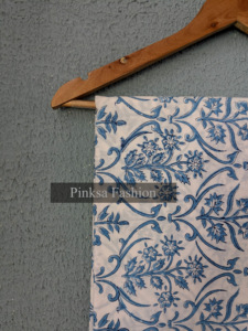 ผ้าฝ้ายพิมพ์ลายดอกไม้สีน้ำเงินพรีเมียมสำหรับชุดฤดูร้อนและของตกแต่งบ้าน - ผ้าอินเดียเนื้อวอยล์จากเมืองชัยปุระ ระบายอากาศได้ดี - Product Image 4