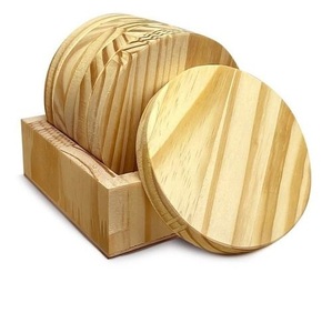 ชุดจานรองแก้วไม้สไตล์ธรรมชาติ รูปทรงกลม ทนความร้อน สำหรับแก้วกาแฟ ชา แก้วน้ำ ป้องกันการลื่น ป้องกันพื้นผิวโต๊ะ ตกแต่งโต๊ะอาหาร - Product Image 1