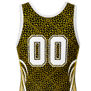 Maillot de lutte sublimé noir et or pour hommes, en polyester, uniforme sportif athlétique sans manches, pour compétition, entraînement et match - Product Image 4