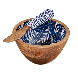 Bol à salade en bois moderne avec logo personnalisé, imprimé en émail, pour salades de légumes, riz et dîners, bols de service - Product Image 3