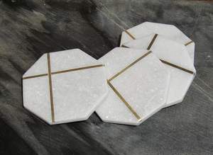 ที่รองแก้วแบบมีลายทองเหลือง ของตกแต่งขนาดเล็กสำหรับโต๊ะอาหาร หม้อร้อน แก้ว ถ้วย ฝาปิดภาชนะ ทนทาน - Product Image 2