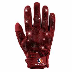SPORTS Full Brown Rhinestone <b>Touch</b> <b>Screen</b> Wrist Length Breathable Polyester/Cotton Men's Football Receiver <b>Gloves</b> Sporty Style - Product Image 3