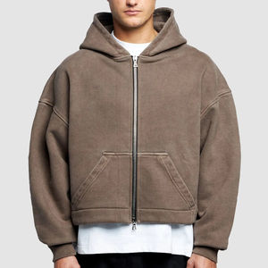 Hoodie surdimensionné personnalisé avec fermeture éclair intégrale, effet délavé, tissu premium haute densité, tendance, pour un look décontracté ou streetwear, unisexe. - Product Image 3