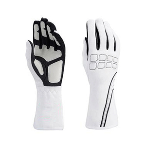 Gants de course unisexes en cuir blanc résistant à l'usure, style à doigts entiers avec sangle de poignet réglable pour les activités de plein air - Product Image 1